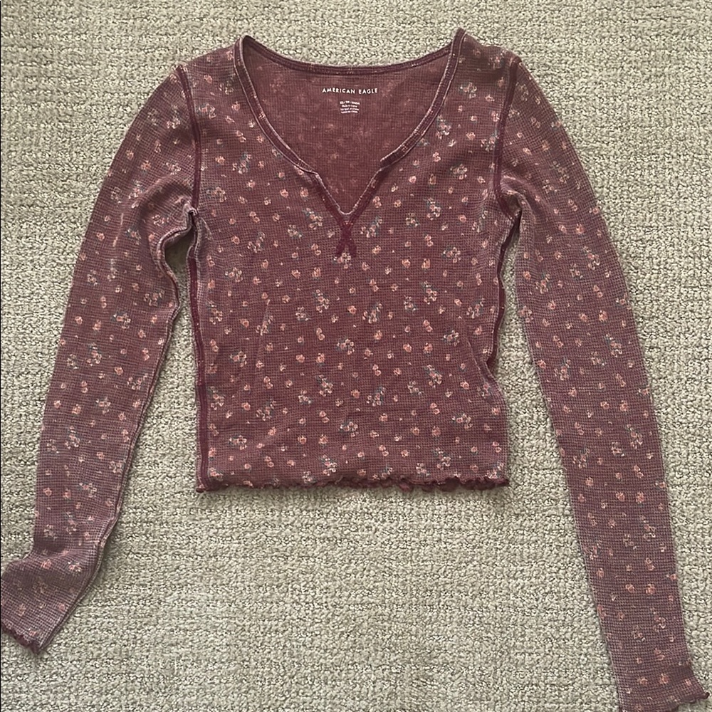 American Eagle Outfitters Women's Floral Top - Purple